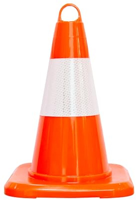 32CM High Visibility Safety Cone | Bright Orange Traffic Cone with Reflective Tape | Durable PVC Cone for Roadside Emergencies, Driving Practice, Sports Training & Maintenance Areas