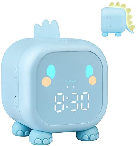 Ayybboo Kinderwecker Digitaler,Wecker Digital Sonnenaufgangssimulator Kinderwecker für Mädchen Jungen mit Bunte Lichter Leiser Wecker Ohne Ticken Schlafzimmer (Blau)