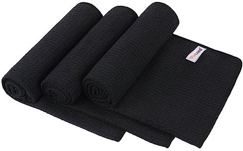 Sunland 3 Stück Mikrofaser Handtücher Sporthandtuch Perfekte Gym Handtuch Strandhandtuch und Reisehandtuch Ultra Weich und Schnell Trocken 40cm X 80cm Schwarz