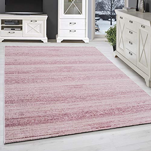 SIMPEX Teppich 140x200 cm Rosa Kurzflor Einfarbig Moderner Teppich für Wohnzimmer Schlafzimmer Flur Küche Esszimmer Kinderzimmer Pflegeleicht Weich