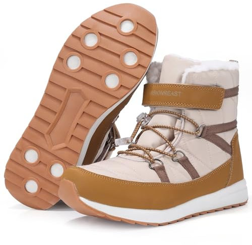 visionreast Chaussures d'hiver pour homme et femme - Doublure chaude - Bottes de neige - Chaussures de trekking - Chaussures basses d'hiver - Antidérapantes - Avec fermeture Velcro, Jaune., 40 EU