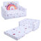 Faltbarer KinderSofa-Rückenlehen-Sessel 2 in 1, Standfest Kindersessel mit Stofftasche und Rutschfestes Kissen, Weiche Leichte Flip Open Kinderstuhl für Schlafzimmer Spielzimmer, Regenbogen