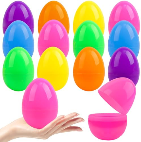 Foesihep 24x Ostereier Bunte Plastik Ostern Eier aus Kunststoff, Ostereier Plastik, Plastikeier Bunt, Ostereier zum Befüllen Party Set Ostern