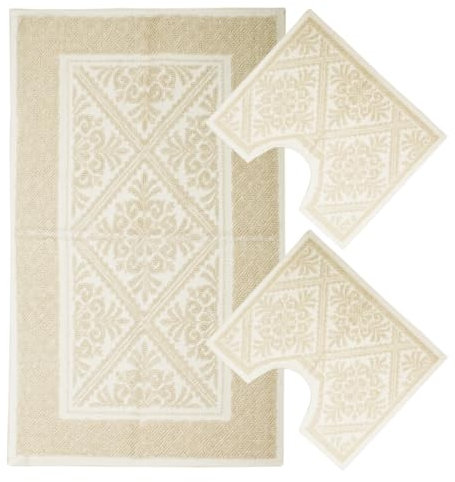 Set Tappeti Bagno Sardo Tris 3 Pezzi Doccia Bidet Water Cotone (Ecrù)