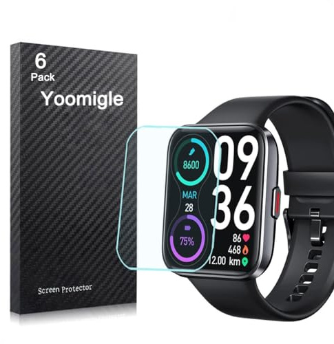Yoomigle 6 Pack Compatible with Tensky ID208 Plus 1.8'' Screen Protector Film for Woneligo ID208Plus 1.8 inch Smartwatch Screen Protectors Foils Screen Cover Crystal Clear HD Anti-Scratch