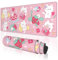 TOXXU Pink Kawaii Cats Large Gaming Mouse Pad for Girl with Anti-Slip Base, Cute Cartoon Strawberry Cat Extended XL Mousepad, Desk Mat with Stitched Edges for Desk, 31.5 x 11.8 in, Pink