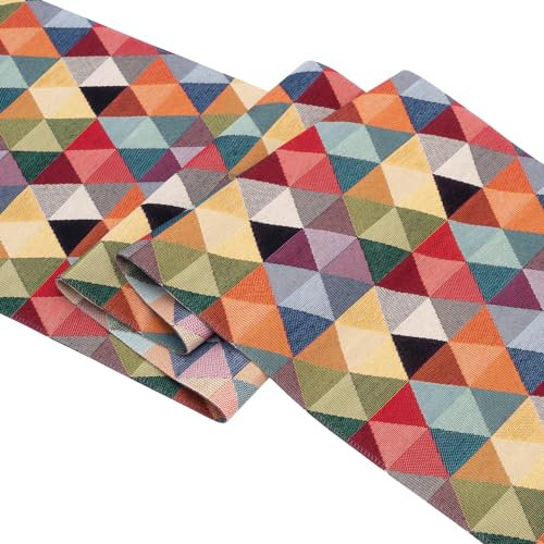 Selfitex Bunter Tischläufer 30x180, edle Tischdeko für Geburtstag, Hochzeit, Party, farbenfrohes Tischband, Table Runner, dekoratives Muster, gewebter Stoff, waschbares Tischtuch (Dreieck)