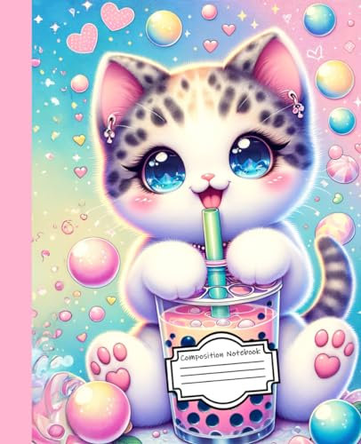Composition Notebook: Kawaii Cat & Boba Tea Composition Notebook: Cute Kawaii Kitty with Bubble Tea | Lined Pages for Writing, Journaling & Notes