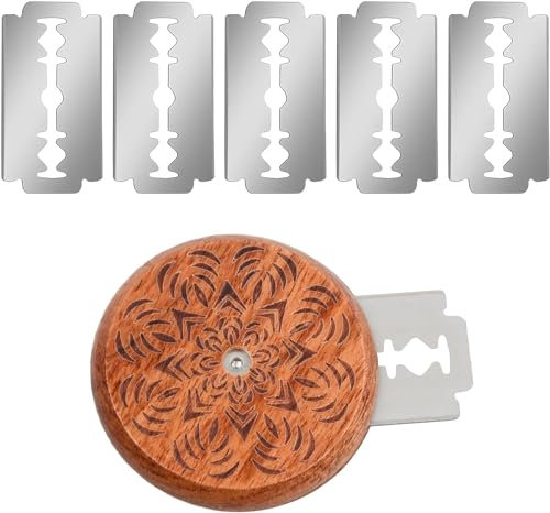 Brot Schneide Werkzeug,Bäckermesser Brot mit Rasierklinge,Teigmesser aus Holz,Baguettemesser,Brot Lame Cutter,Teig Scoring Hieb Teigmesser für DIY Brotteig Muster (Rosenmuster)