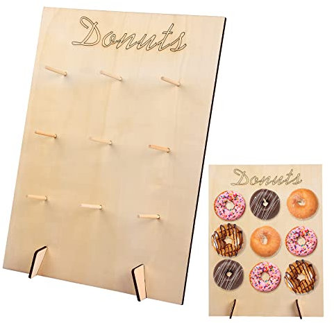 Rapidbok Donut Ständer, Donut Wand Holz, Donut Halter Board 40 x 30cm, Donut Dekoration, 9 Löcher Donutständer für Hochzeit, Geburtstage, Partys, Jubiläen, Konditoreien, Partydekoration