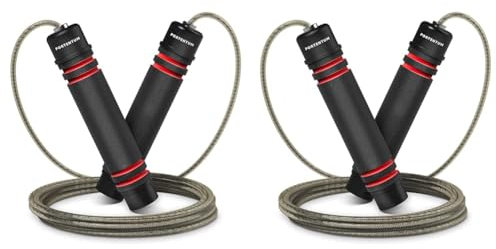 PORTENTUM Skipping Ropes for Adults & Kids, Speed Skipping Rope Soft Memory Foam Handle Tangle-free Adjustable Rope&Rapid Ball Bearings Fitness Workouts Fat Burning Exercises Boxing - Length Adjuster