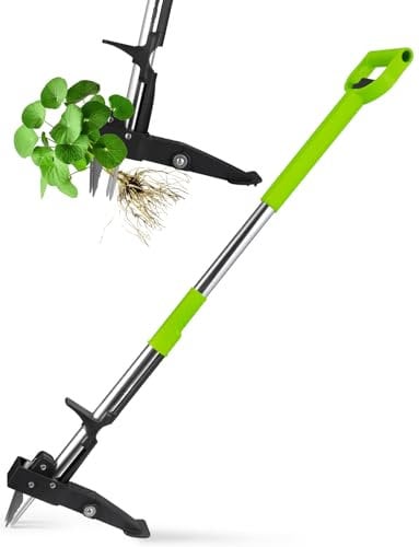 YISSVIC Diserbatore manuale di arrache Erba malata con pedale 4 artigli in acciaio inossidabile lungo manico strumento di diserbo solido per giardino verde