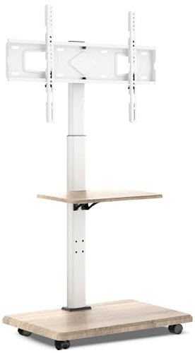 XTRARM Soporte TV Pie Portátil Delphos con Base de Madera, Soporte TV Ruedas, para TV de 32-70 y hasta 45 kg, TV Stand Regulable en Altura hasta Aprox. 130 cm, Giratorio ±25°, VESA MAX. 600x400
