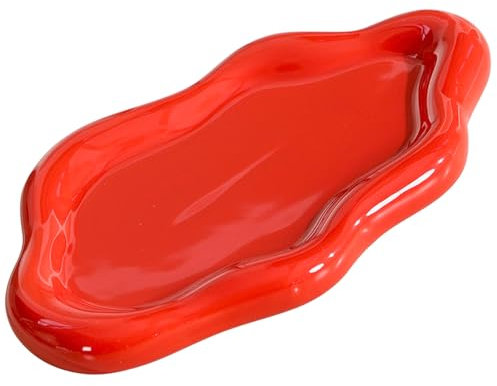 ARJDXDP Vassoio Colazione Rosso di di in Porcellana Piatti Dessert a Forma di Nuvola Decorativo, piatto per frutta, piatto decorativo, piatto porta gioielli per matrimoni e anniversari(Rosso)