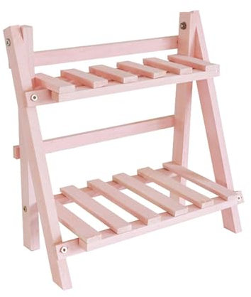 Ständer für Pflanzen mit Leiter | Blumentopf-Organizer mit 2 Schichten | Blumentopfständer für den Innenbereich, rustikaler Holzständer für Terrasse mit Regalen, Halterung