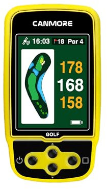 CANMORE HG500 Golf-GPS, extra großes, gut ablesbares Farbdisplay, vorinstallierte 41.000 Kurskarte, weltweite Form des Grüns und des Fairways (gelb)