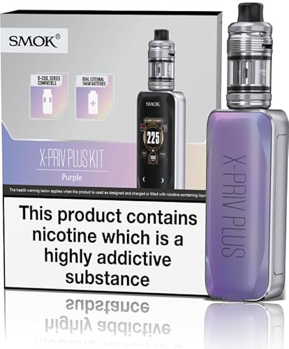 Smok X Priv Plus Vaping Kit, Ergonomic, Comfortable, Responsive Activation, Powered by Dual I8650 Batteries (Not Included), 2mL, E Cigarettes, E Cig, Smok Vaping, No Nicotine (Purple)
