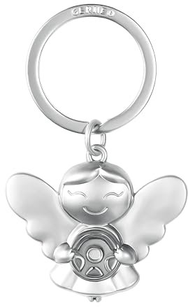 GERNEO® – DAS ORIGINAL – Emma – Premium Schutzengel Schlüsselanhänger – Dein Glücksbringer für Auto, Motorrad & LKW in Silber