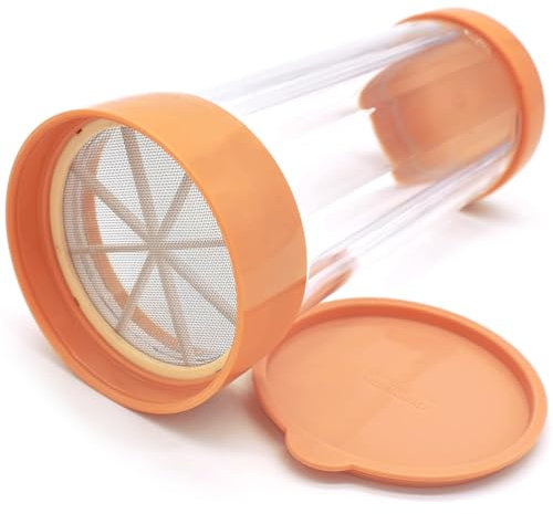 Yueser Puderzuckerstreuer, Mehlsieb Einhand Puderzuckermühle Kakaostreuer Puderzuckersieb Staubzuckerstreuer Staubzuckermühle Pulverstreuer Kakaopulver Streuer Puderzucker Mühle Mehlstreuer (Orange)