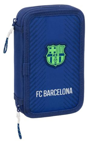 Safta F.C. Barcelona Navy Blue - Estuche Escolar Niño, Estuche con Colores, con 29 Útiles Incluidos, Ideal para Niños de 5 a 14 Años, Cómodo y Versátil, Calidad y Resistencia, 12.5x4x19.5 cm