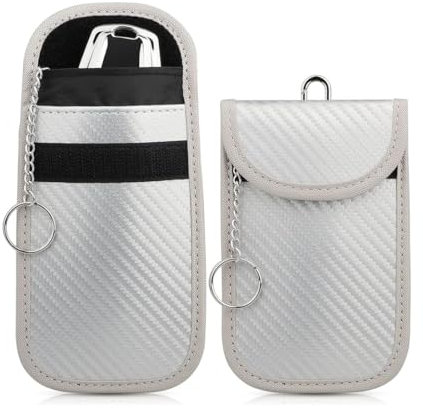 SGERUFZ 2 Stück Autoschlüssel Hülle, Schlüsseltasche, Schlüsselbox, Keyless Go Schutz, RFID Blocker, Karbonfasern Schlüsseletui