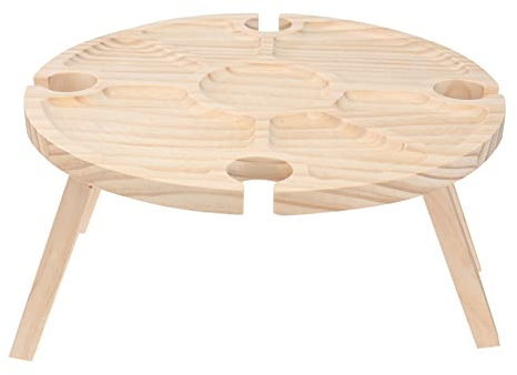 BESPORTBLE Table De Pique- avec Porte-Verres À Vin Table D'extérieur Portable en Bois Design pour Camping sur La Plage