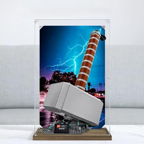Boîte de présentation en acrylique, compatible avec Lego 76209 Marteau de Thor, kit de modèle, boîte cadeau à collectionner, organisateur (boîte uniquement) (fond peint B 3 mm)