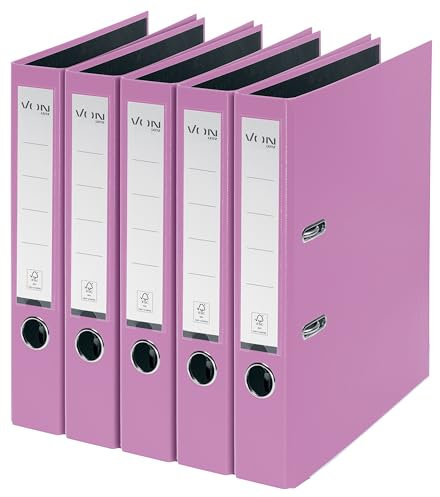 VON Leitz 10561067 - Archivador A4, cartón con tapa de plástico, ancho de lomo de 50 mm, para 350 hojas, cartón con certificado FSC, para escuela, estudio y hogar, color morado