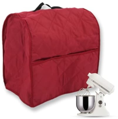 Küchenmaschinen-Abdeckung, Staubschutzhülle mit Tasche, erleichtert die Reinigung von Küchengeräte-Zubehör für Küchenmaschinen (Wine Red)