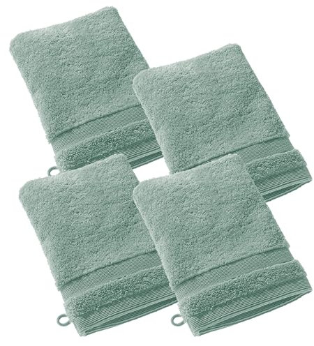 SCHÖNER WOHNEN 4er Set Premium Waschhandschuh Baby 16x21 cm - saugstark - Luxus Waschlappen Grün - 100% Baumwolle - flauschig weich - als Handtuch-Set kombinierbar - Frottee Kinder - Öko-Tex