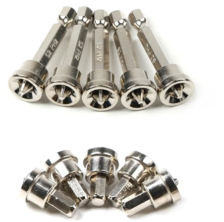 Trockenbau-Schrauben-Bit-Set, magnetischer Tiefenanschlag und rutschfestes Design (5 x 25 mm + 5 x 50 mm), PH2-Sechskantschaft für Gipskarton, Gipskarton