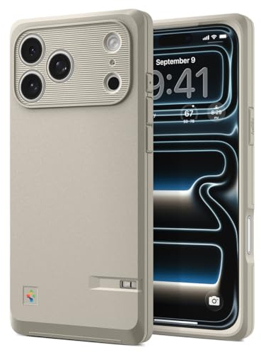 Spigen iPhone 17 Pro Max Hülle [2025 NEU Edition] [Retro-Inspirierter Design] Classic LS MagFit Case Handyhülle, Kompatibel mit MagSafe Zubehör -Stone