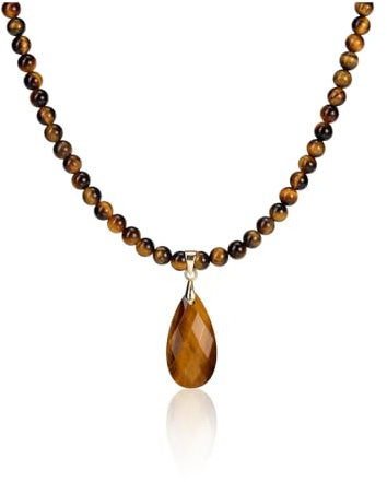 Jovivi Collier Femme avec Pendentif Oeil de Tigre Collier Pierre Naturelle | Collier Œil de Tigre pour Femme Collier Perles en pierre naturelle Porte Bonheur Protection Cristal Energétique Bijoux Cadeau