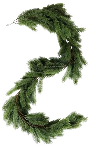 1.8m/5.91ft Weihnachtsgirlande, Künstliche Tannengirlande, 136 Tannenzweige, Weihnachtskranz, Tannengirlande Weihnachtsdeko für Treppen Kamin Fenster Haustür Innen (180CM)