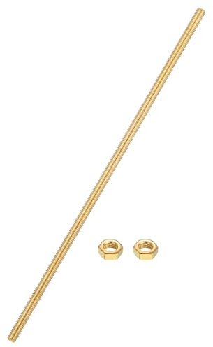 QUARKZMAN Messing Gewindestange M6x1x250mm mit Sechskantmuttern 1 Set | Rechtsgewinde Gewindestifte, Befestigungssatz für Möbel Maschinen Schrauben