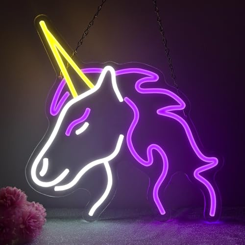 Lila Einhorn Neon Schild Pony Led Schild für Wanddekoration Lila Pferd Neonlichter für Kinder Zimmer Weihnachtsfeier Wohnheim Bar Geburtstag Party Dekor für Teenager-Mädchen