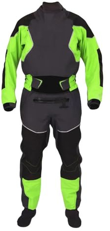 4-lagiger Kajak-Trockenanzug for Herren, Latexdichtungen an Hals und Handgelenk, zweifach verstellbarer Überrock, Neopren-Klettverschluss Zum Paddeln, Angeln, Bootfahren, Kanufahren, Rafti(Green,LK)