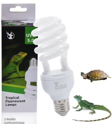 Lotvic UVB Lampe Terrarium, Kompakte UVB Lampe für Bartagamen, Schildkröten, Schlangen, Eidechsen, Reptilien und Amphibien, 26W, Fassung E27, Weiß (26W 10.0UVB)