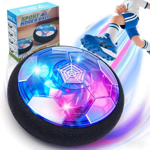 Dongcill Air Power Fußball, Schwebender Ball mit LED Beleuchtung und Musik, Hover Ball, Indoor Fussball, Fußball Geschenk für 3-12 Jahre Jungen