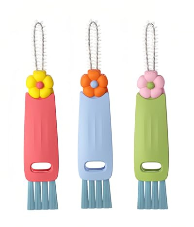 3PCS Bottle Cup Lid Gap Cleane Brushs,3-in-1 Cup Lid Cleaning Brush,Multifunctional Bottle Crevice Cleaning Brushes,Portable Reusable Clean Tools for Kitchen and Travel Use,12.8 * 2.4cm