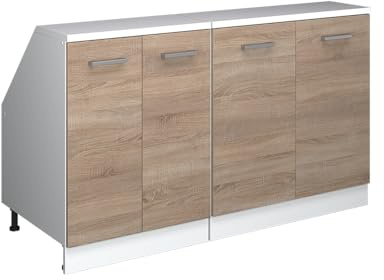 Vicco Dachschrägenschrank-Set Rion, Sonoma/Weiß | B140 x T60 cm, 2er Set, platzsparend für Dachschrägen
