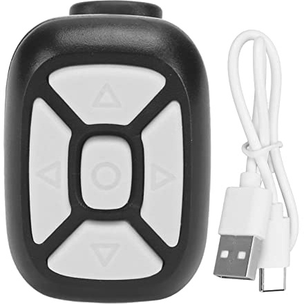 Omquot Telecomando ad anello Bluetooth per cellulare, nero, convertitore laterale multifunzione per tablet, telecomando wireless Bluetooth per utenti