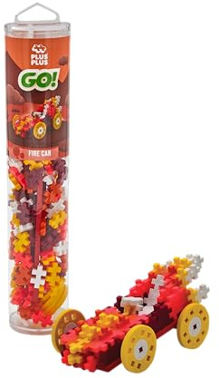 Plus-Plus Building Blocks Toy - 200 pcs Go Fire Car Kids Construction Toys, Creative Learning Resources and STEM Play for Home and Travel - Girls and Boys Toys Age 5 Plus
