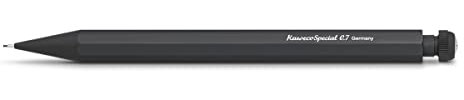 Kaweco SPECIAL Druckbleistift Schwarz 0.7 mm I Mechanischer Bleistift aus hochwertigem Aluminium zum Zeichnen I Luxuriöser Druck-Bleistift nachfüllbar mit Radiergummi I Druckminenbleistift 14 cm