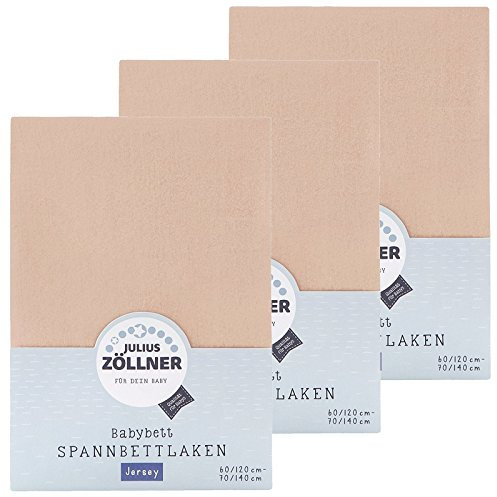 Julius Zöllner Spannbetttuch Jersey 70x140 / 60x120 Sand 3er Pack