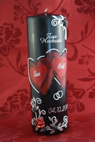 Hochzeitskerze Gothic Style mit Namen & Datum H-108