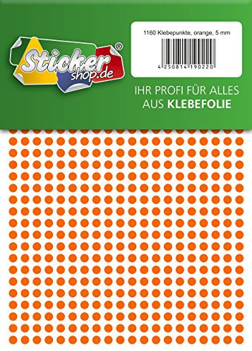 Klebepunkte aus PVC Folie, wetterfest, Markierungspunkte Kreise Punkte Aufkleber (5 mm, orange)