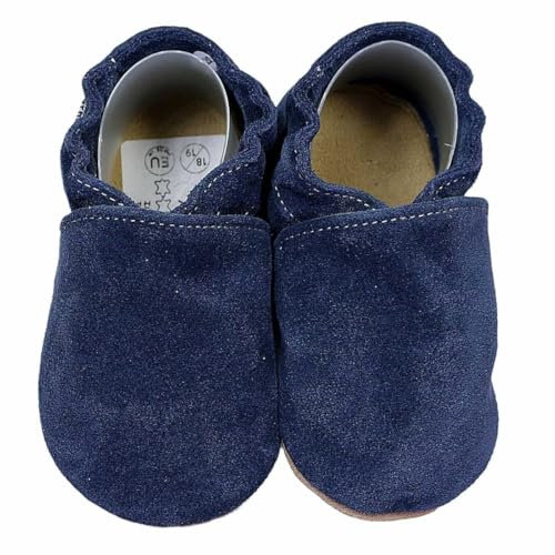 HOBEA-Germany Krabbelschuhe für Jungs und Mädchen in verschiedenen Designs 26/27 (30-36 Mon), dunkelblau Wildleder