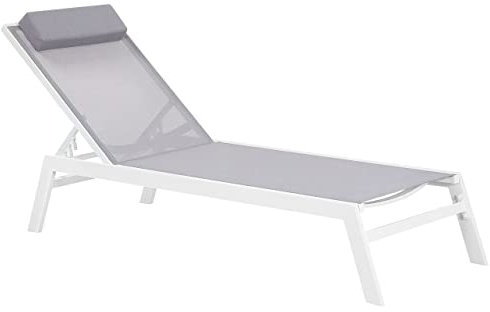 Beliani Gartenliege Liegestuhl Sonnenliege Relaxliege Grau Aluminium Polyester Catania
