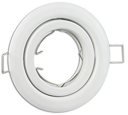 10x Einbaustrahler Rahmen Set weiß rund schwenkbar super flach - Einbaurahmen für GU10 MR16 Leuchtmittel - Ø80-85mm Bohrloch Einbau-Spot Strahler Einbauleuchte